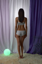 Load image into Gallery viewer, White & Grey Stripe Rose Short