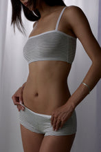 Load image into Gallery viewer, White & Grey Stripe Rose Bra