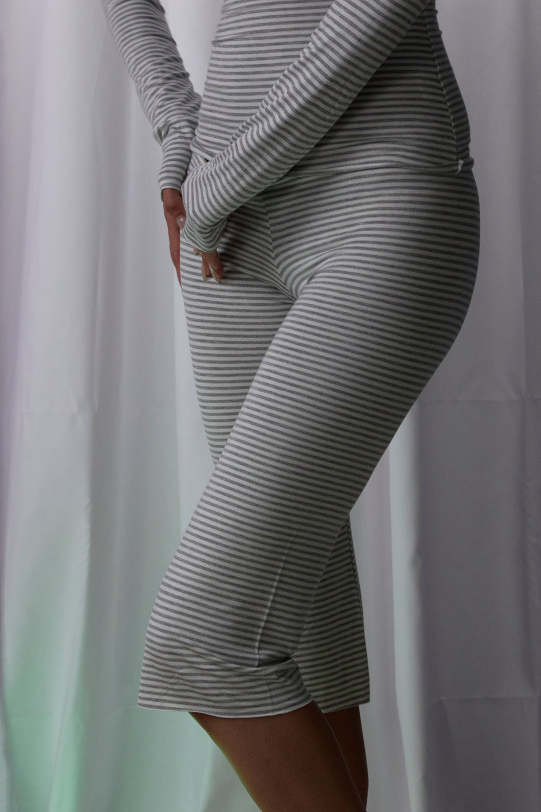 Grey Striped Mia Capri